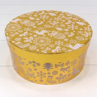 Коробки Круглые Набор 1/3 25,5*11,5 "Новогодний" Золотой 1/12 Арт: 7302245/1632