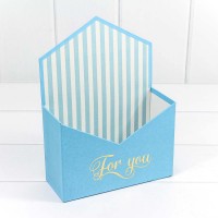 Коробка "Конверт" 18*24*7 "For you" Голубой 1/4 1/36 Арт: KPL0017