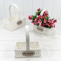 Корзины плетёные Прямоугольные Набор 1/3 25*16*12/28 (±5%) из бумаги с ручкой Белый 1/24 Арт: 420185/9