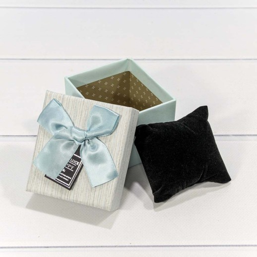 Коробка Прямоугольная 9,5*8,5*7 под часы с бантиком Голубой 1/6 1/288 Арт: 720610/1