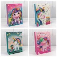 Пакет подарочный &quot;Единорог&quot; (микс) 32*45*15 210г 1/20 1/120 Арт: 000117A - Пакет подарочный "Единорог" (микс) 32*45*15 210г 1/20 1/120 Арт: 000117A