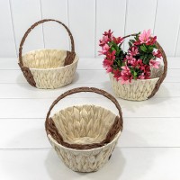 Корзины плетёные Круглые Набор 1/3 25*10 (±5%) из бумаги с ручкой Бежевый/Коричневый 1/20 Арт: 420194/230