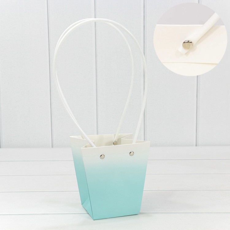 Пакет подарочный "Ваза для цветов" 12,5*12*8 260г "Градиент" Голубой 1/10 1/200 Арт: 000184H/8