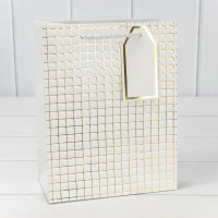 Пакет подарочный с тиснением (551) 18*23*10 210г Белый 1/20 1/360 Арт: 000551E/1