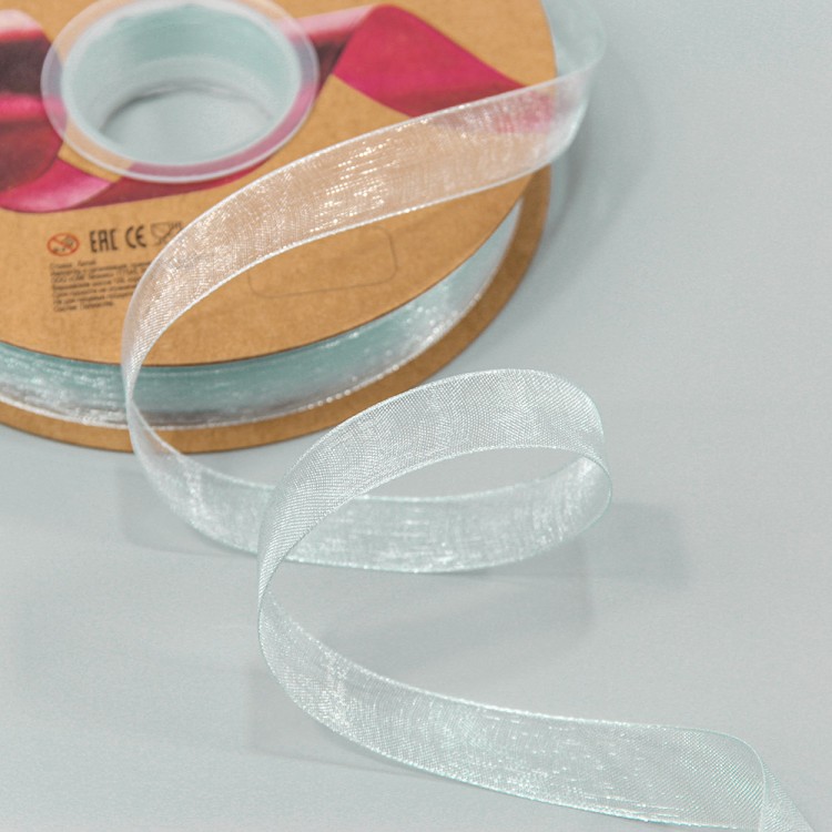 Лента Органза 1,5см*100ярд Серо-голубой 1/18 1/72 Арт: 559-15/BK38