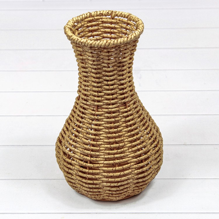 Корзина плетёная "Ваза" 11*20 (±5%) из пластика Натуральный 1/48 Арт: 420226/3