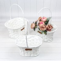 Корзины плетёные "Ваза" Набор 1/3 27*20*14/33 (±5%) из пластика с ручкой Белый 1/18 Арт: 420139/1