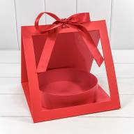 Коробка подарочная 25*26*23 с окошком и бантом "Круг" Красный 1/24 Арт: 720964/2 - Коробка подарочная 25*26*23 с окошком и бантом "Круг" Красный 1/24 Арт: 720964/2