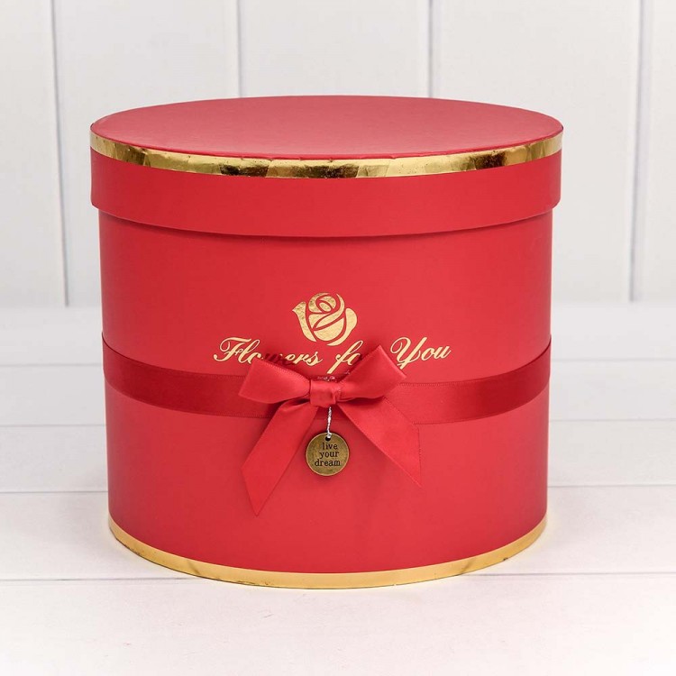 Коробки Цилиндр Набор 1/5 22,5*19,5 "Flowers for you" Красный 1/8 Арт: 7215009/1535