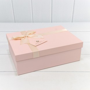 Коробки Прямоугольные Набор 1/3 29*21*9,5 с бантом и цветочком Персиковый 1/12 Арт: 721630/2